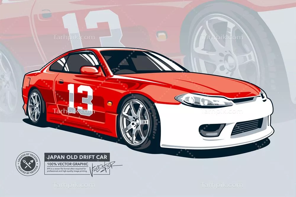 وکتور خودروهای قدیمی درفت ژاپنی: طراحی و هنرمندی در دنیای خودرو