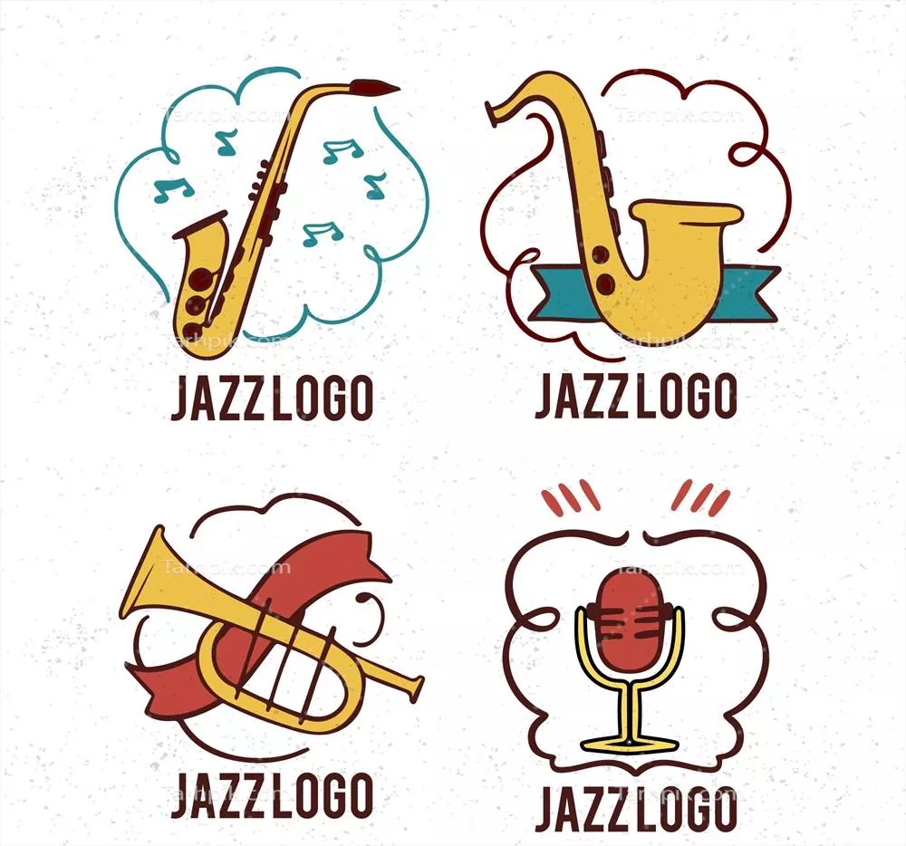 مجموعه لوگوهای جاز با سبک طراحی دستی و وکتورهای خلاقانه