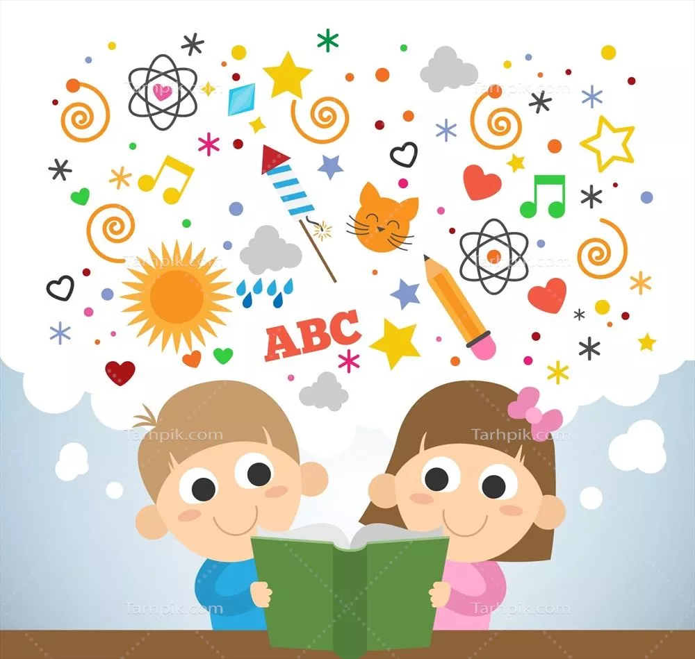 وکتور کتاب تخیلی برای کودکان با تصویرسازی جذاب و خواندنی