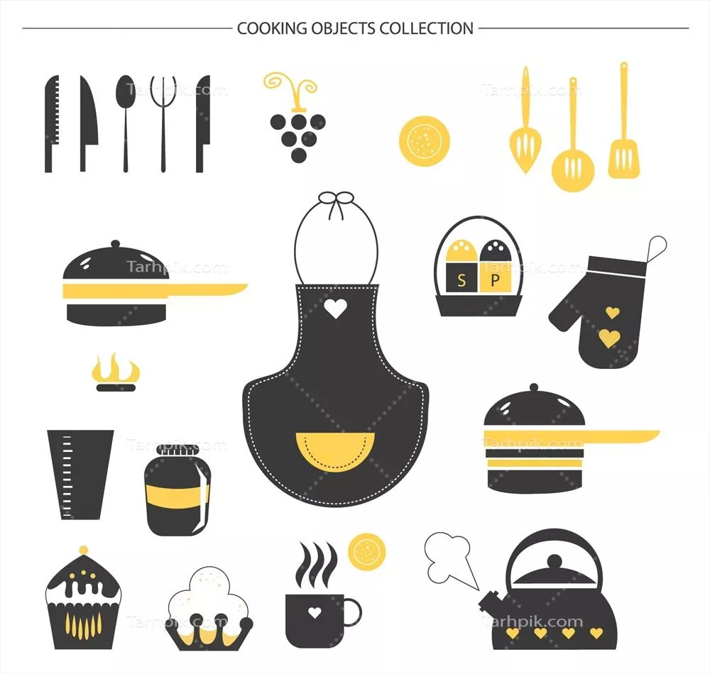 عناصر گرافیکی وکتور آشپزخانه برای طراحیهای خلاقانه