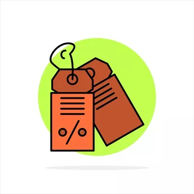 وکتور آفرینش مدرن برای برچسب کسب و کار با تخفیف و پس‌زمینه دایره‌ایی انتزاعی