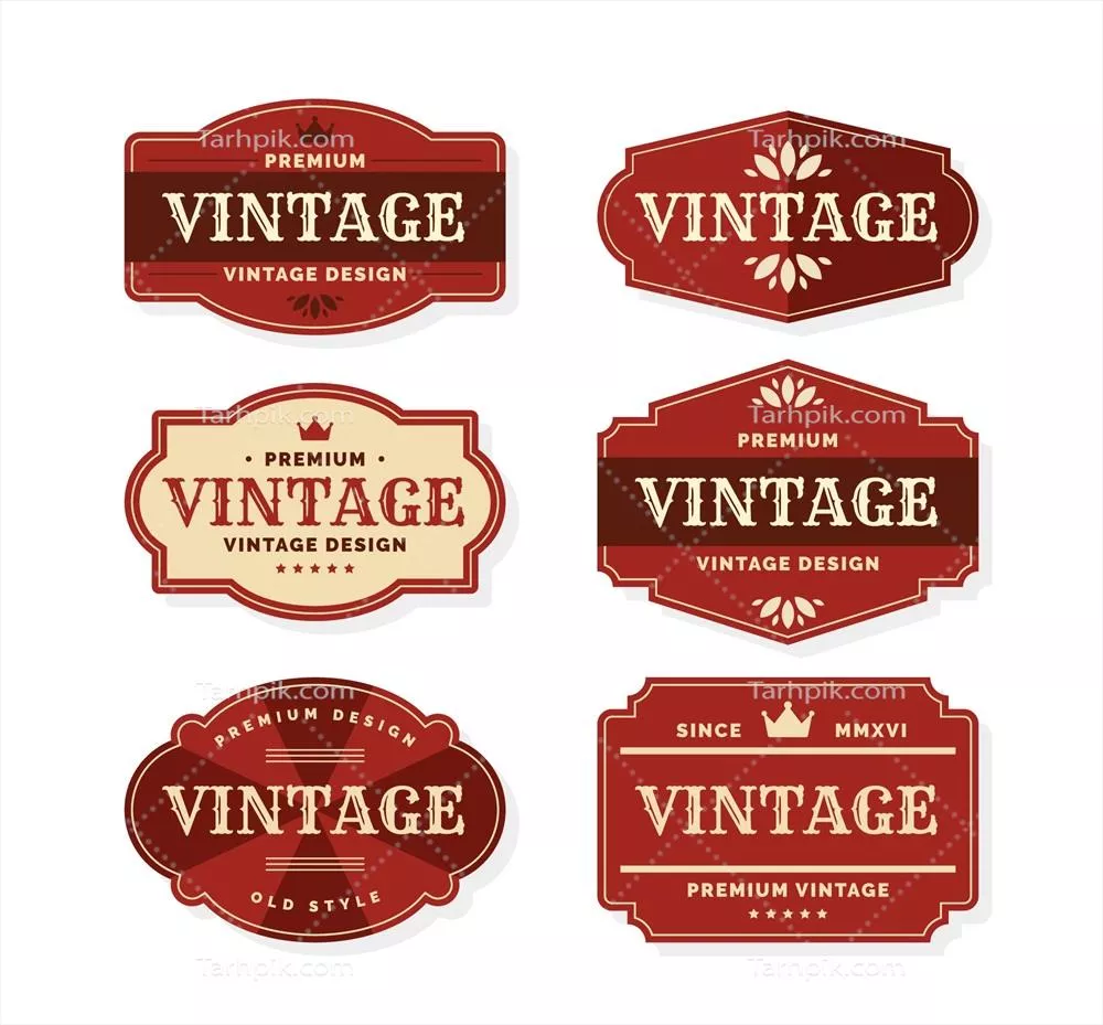 مجموعه برچسبهای با سبک وینتیج (۲) - وکتور