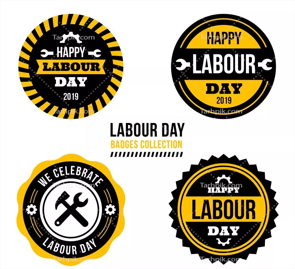 مجموعه برچسبهای روز کارگر با طراحی وکتور زیبا و متنوع