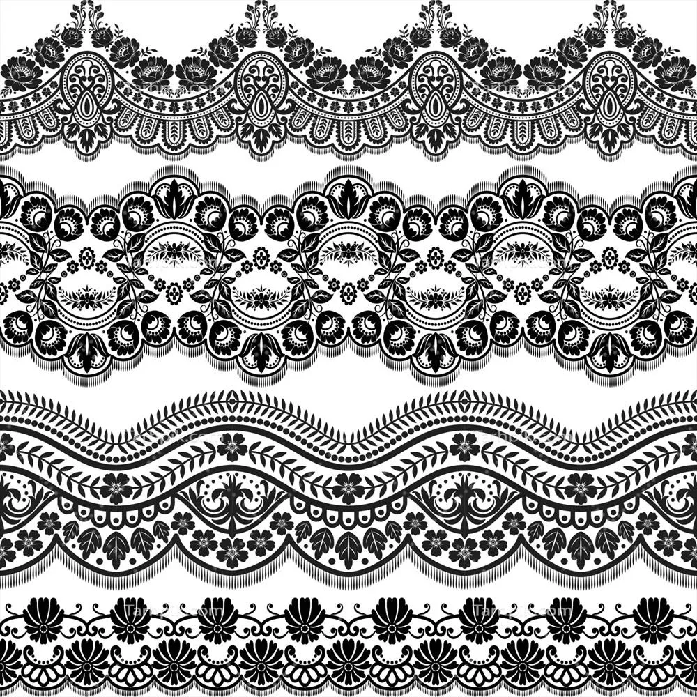 وکتور الگوهای دوخت عمودی لبههای توری با طراحی بینهایت و زیبا