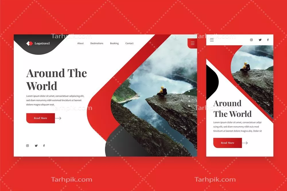 طراحی صفحه فرود برای سفر با استفاده از المان‌های وکتوری جذاب و به‌روز