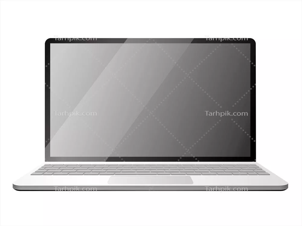 تصویر وکتور لپ تاپ کامپیوتر روی پس زمینه سفید به صورت ایزوله