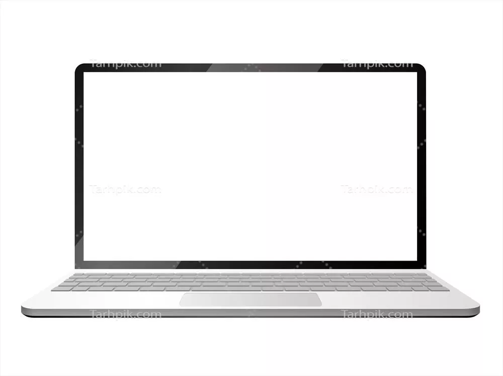 لپتاپ کامپیوتری روی پسزمینه سفید با صفحه نمایش خالی - تصویر وکتور