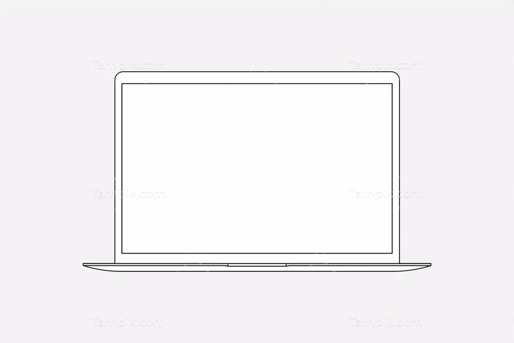ترسیم وکتوری لپتاپ با صفحهنمایش خالی و طراحی دیجیتال