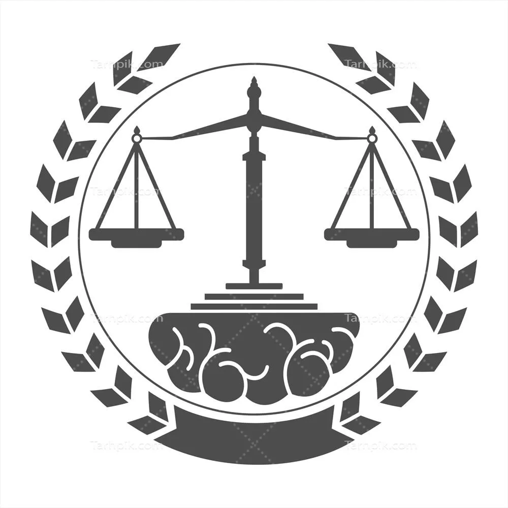 طراحی مونوگرام وکتور تراز قانونی و وکیل با نماد مغز