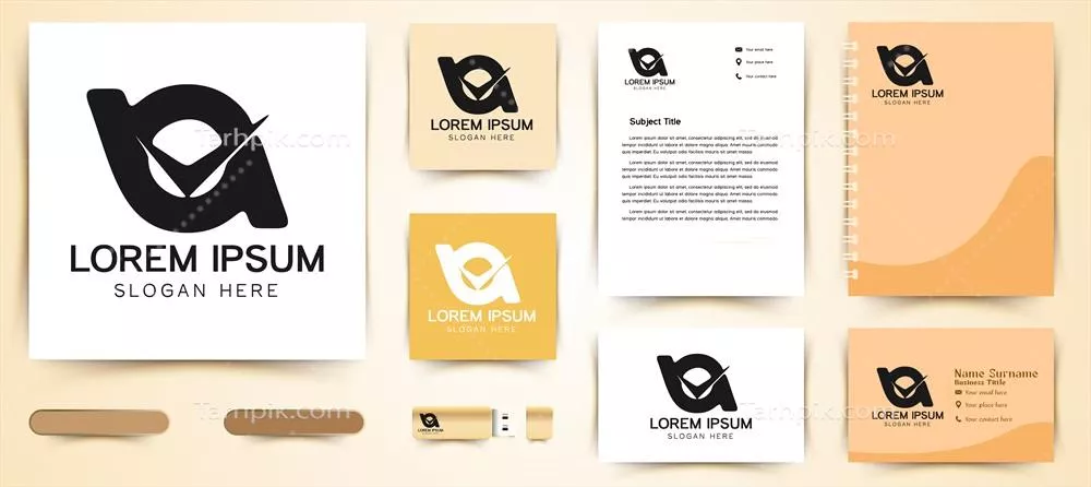 طراحی لوگوی نامه با علامت تیک - وکتور با کیفیت بالا