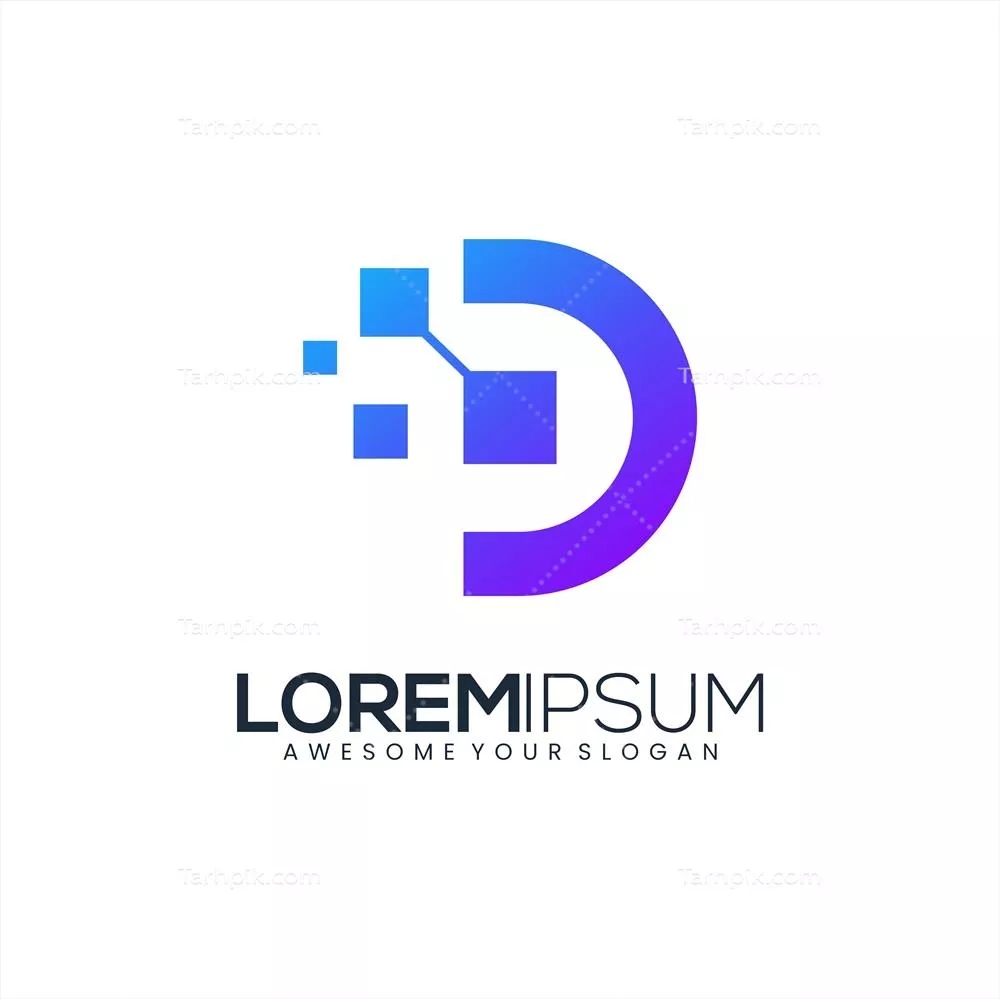 وکتور لوگوی مدرن با گرادیان و حرف D در تکنولوژی