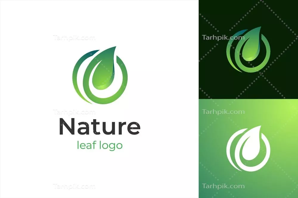 طراحی لوگوی آیکون با حرف O و برگ درون یک دایره به صورت وکتور