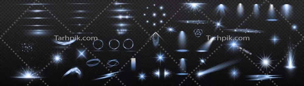 وکتور مجموعه جلوه های نوری شفاف و درخشان با نور سفید و جداشده