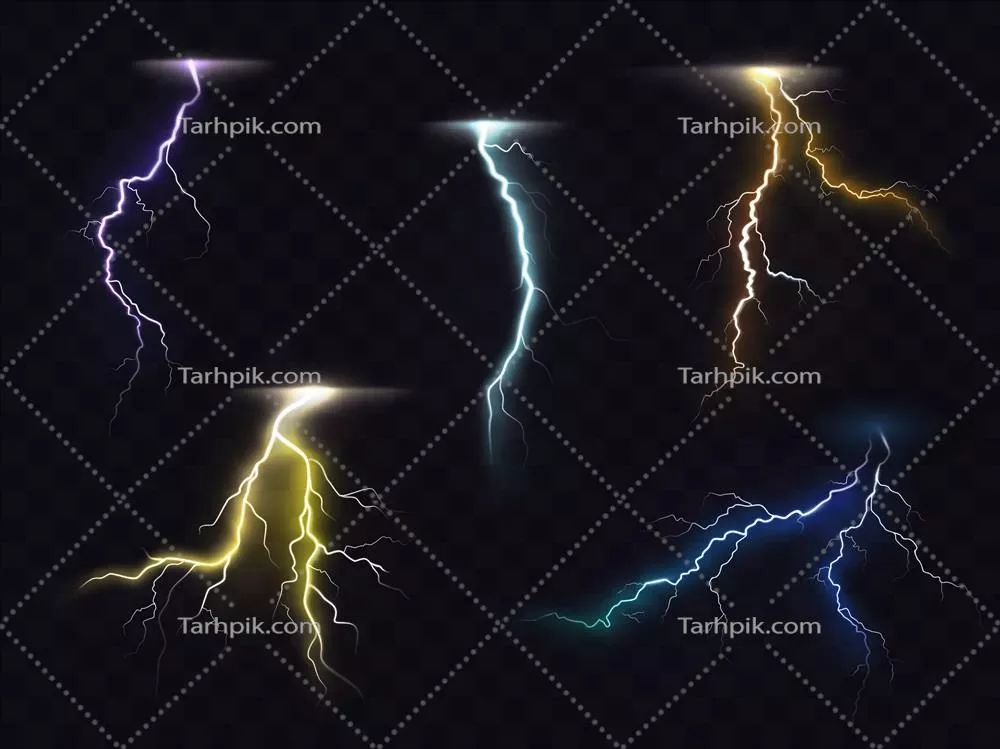 مجموعه وکتور جلوههای نوری و افکتهای درخشش صاعقه و نور