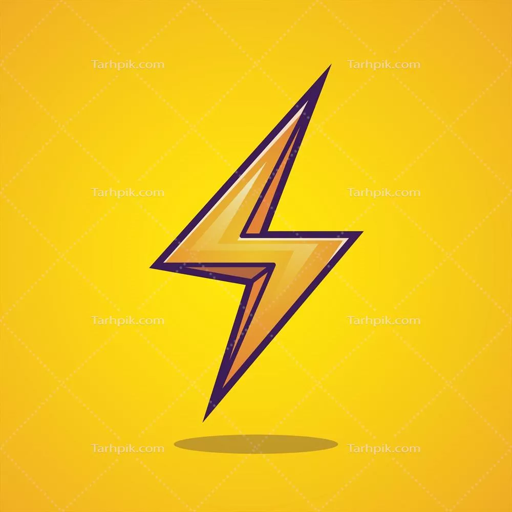 نماد کارتونی رعد و برق و صاعقه در طراحی وکتور ایزوله شده