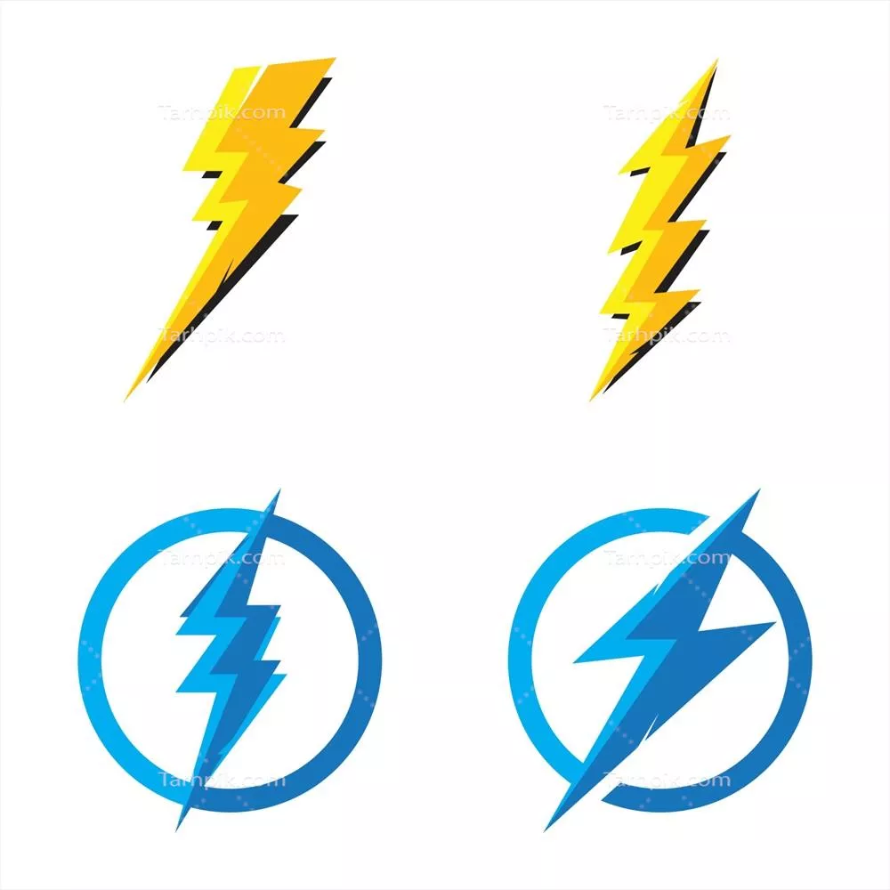وکتور طراحی لوگوی الکتریسیته با عناصر رعد و برق و صاعقه