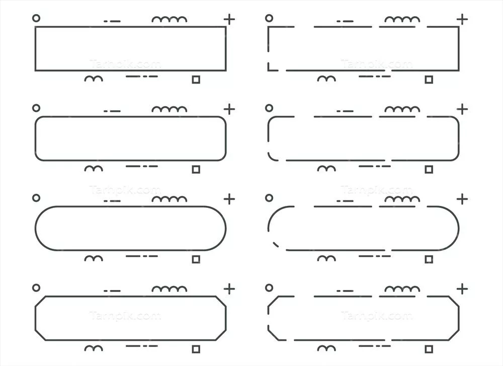 وکتور مجموعهای از بنرهای خطی در سبک فلت با طرحهای متنوع و جذاب