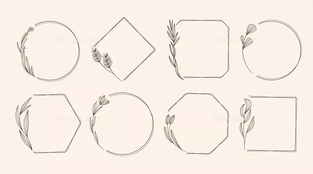 تزئینات و عناصر عروسی خطی و مسطح به صورت وکتور برای طراحی