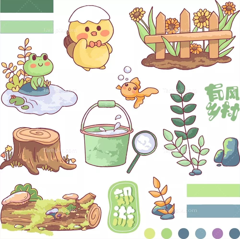 وکتور دختر بچه ای که در محیط روستایی و دلنشین در حال بازی است