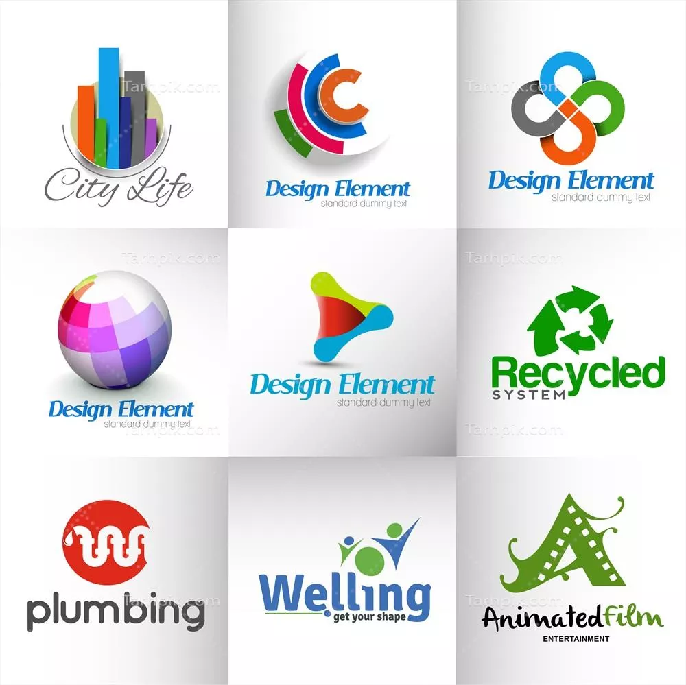 وکتور طراحی هویت برند و لوگوی شرکتی با تم لوله کشی و شهرسازی مدرن