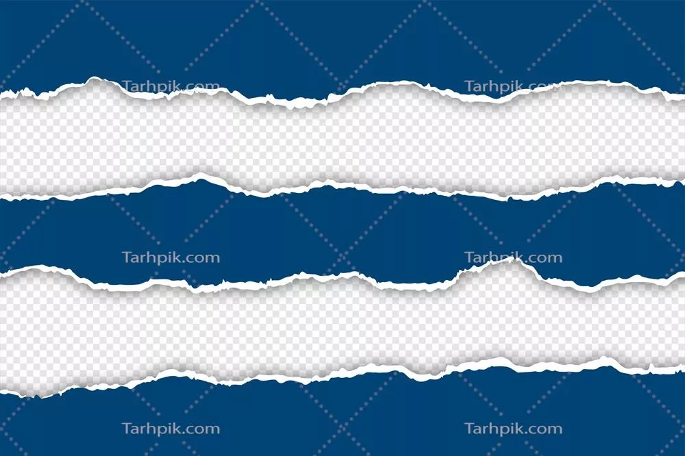 طراحی وکتور کاغذ پاره و سوراخدار آبی بلند با پسزمینه شفاف