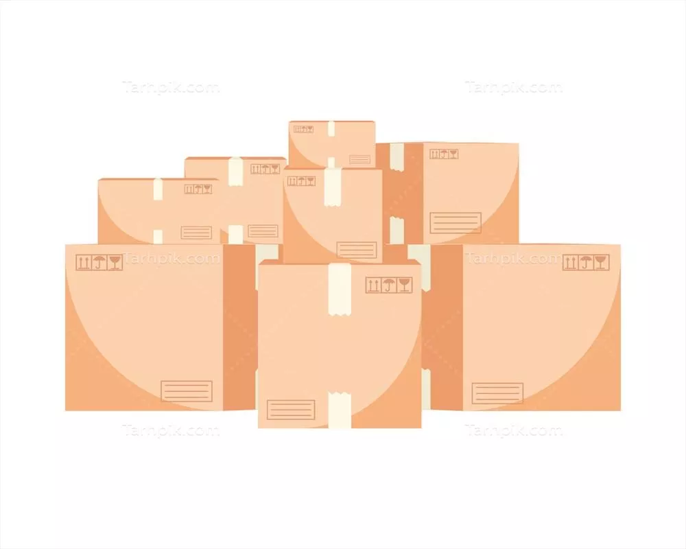 وکتور مفهوم جابجایی و تحویل بستهها: از بستههای کوچک تا حمل و نقل سراسری