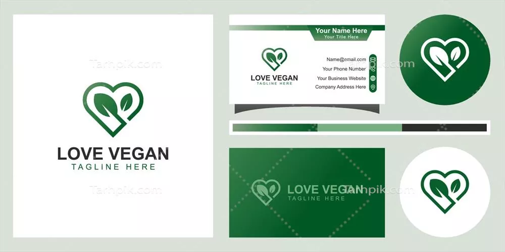 وکتور محصولات غذایی گیاهی و عاشقانه با طراحی ساده و نشان طبیعی برگ