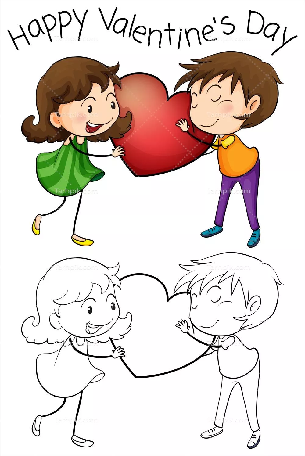 وکتور تصویری زیبا از یک زوج عاشقانه به مناسبت روز ولنتاین