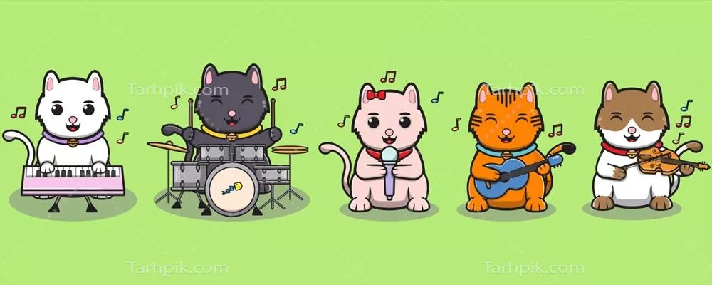 وکتور گروه موسیقی گربه شگفتانگیز: کشف دنیای جذاب ملودیها و ریتمها