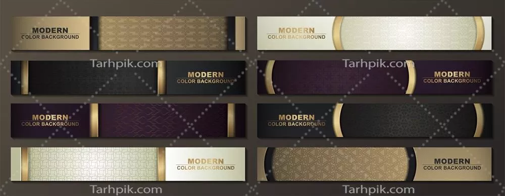وکتور بسته طراحی بنر افقی لوکس و انتزاعی برای وب با هدر