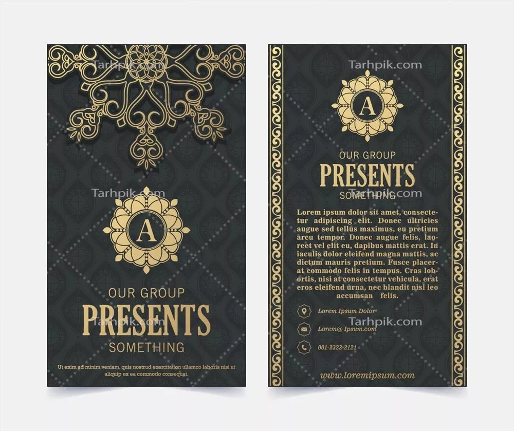 طرح وکتور لوکس و زیبای کارت کسب و کار با حاشیه های زینتی و طراحی سنتی