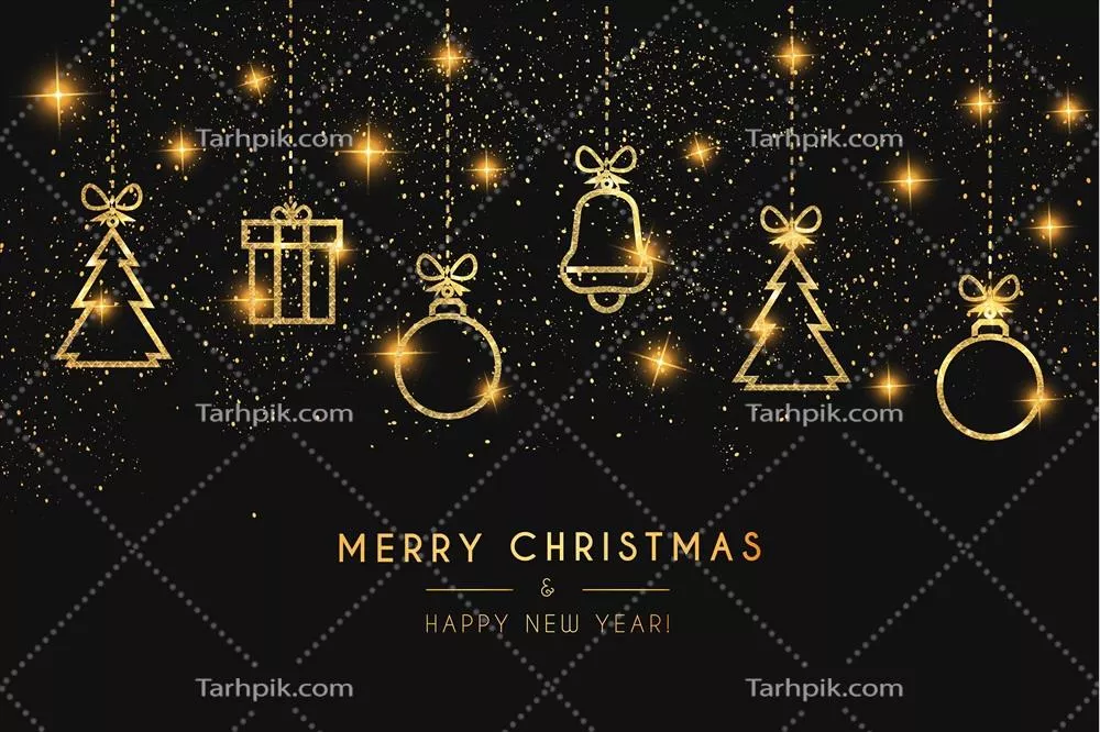 وکتور کارت کریسمس لوکس با نمادهای طلایی زیبا و بافت ویژه