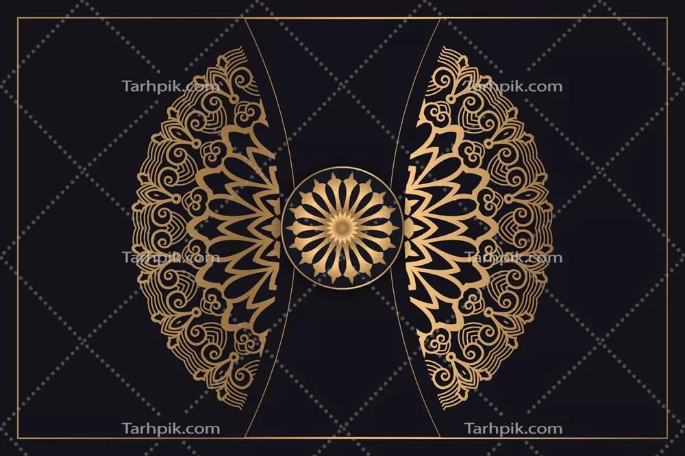 وکتور ماندالا با گرادیانت طلایی و سبز تیره با طراحی لوکس و هندسی