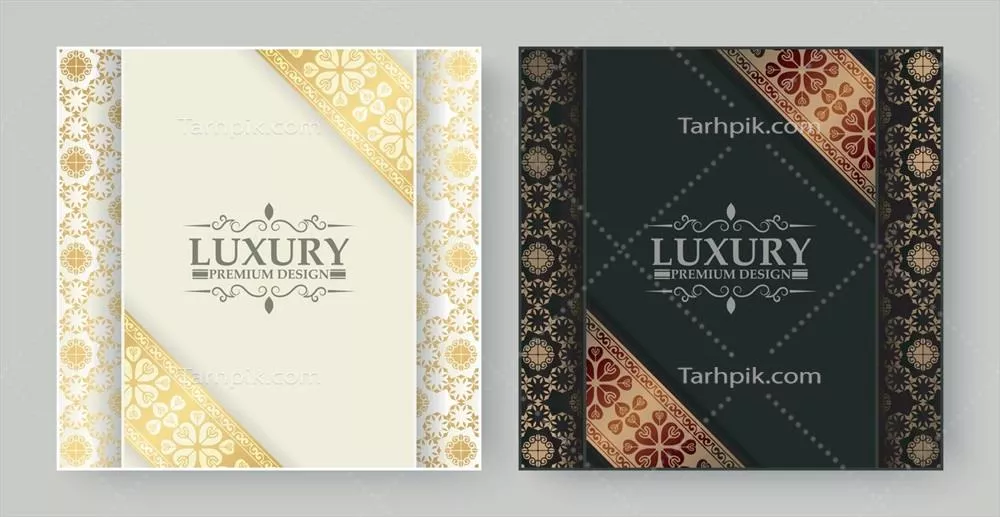 وکتور قالب کاور با الگوی حاشیه طلایی لوکس و زیبا برای طراحی های خاص
