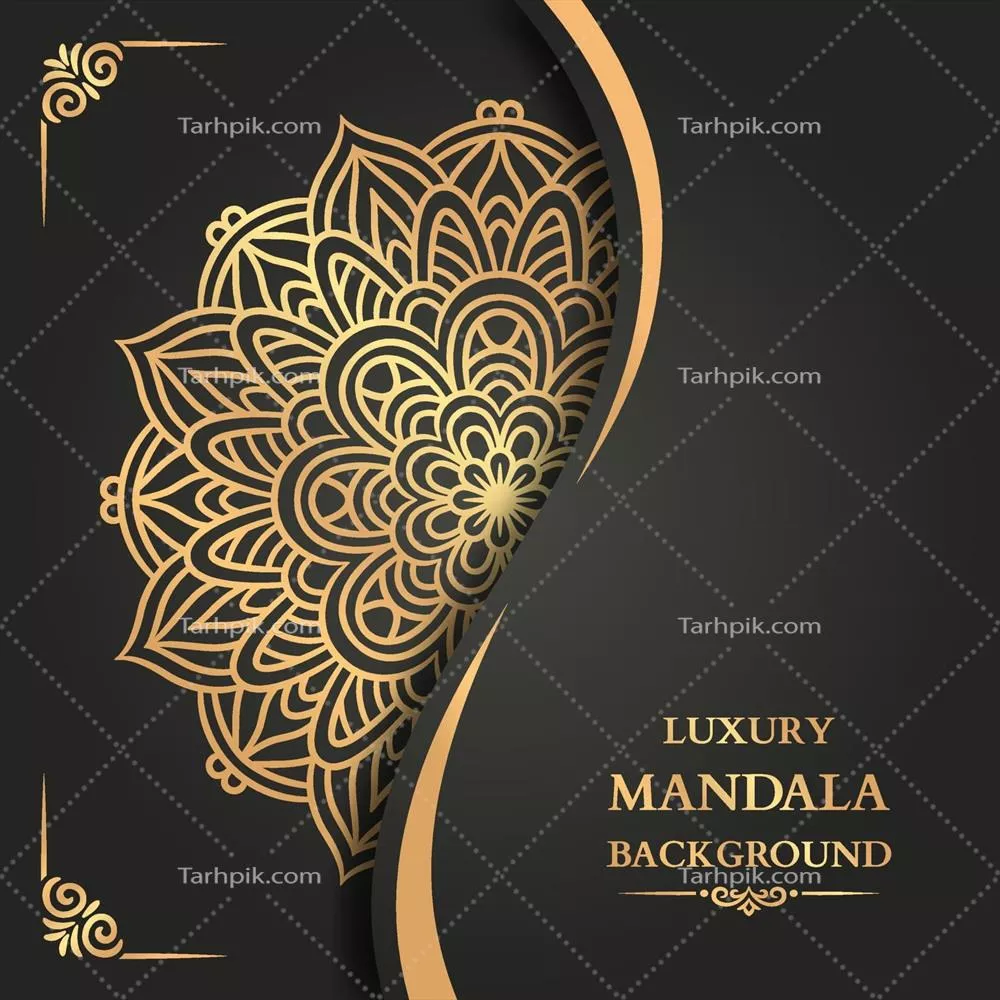 وکتور پس‌زمینه لوکس ماندالا با آرابسک طلایی زیبا و شگفت‌انگیز