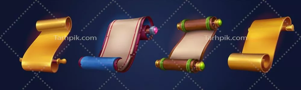 وکتور میانبرگهای لوکس از پاپیروس و ورقهای ابریشمی طلایی