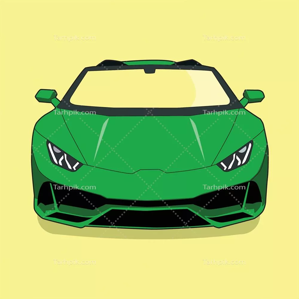طراحی وکتور نمای جلوی خودروی لوکس ورزشی با جزئیات خاص