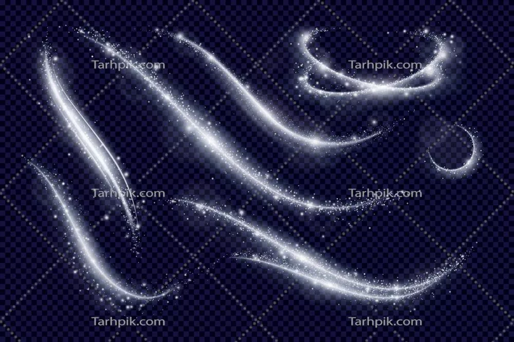 وکتور تصاویر واقع‌گرایانه از نورهای پرنده جادویی با اشکال انتزاعی درخشان