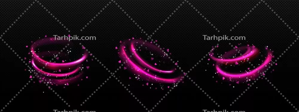 افکت نوری جادویی صورتی با چرخش باد و قلبها به صورت وکتور