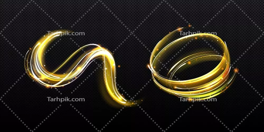 وکتور اثر پیچ و تاب موج جادویی با ستاره های طلایی در طراحی گرافیک