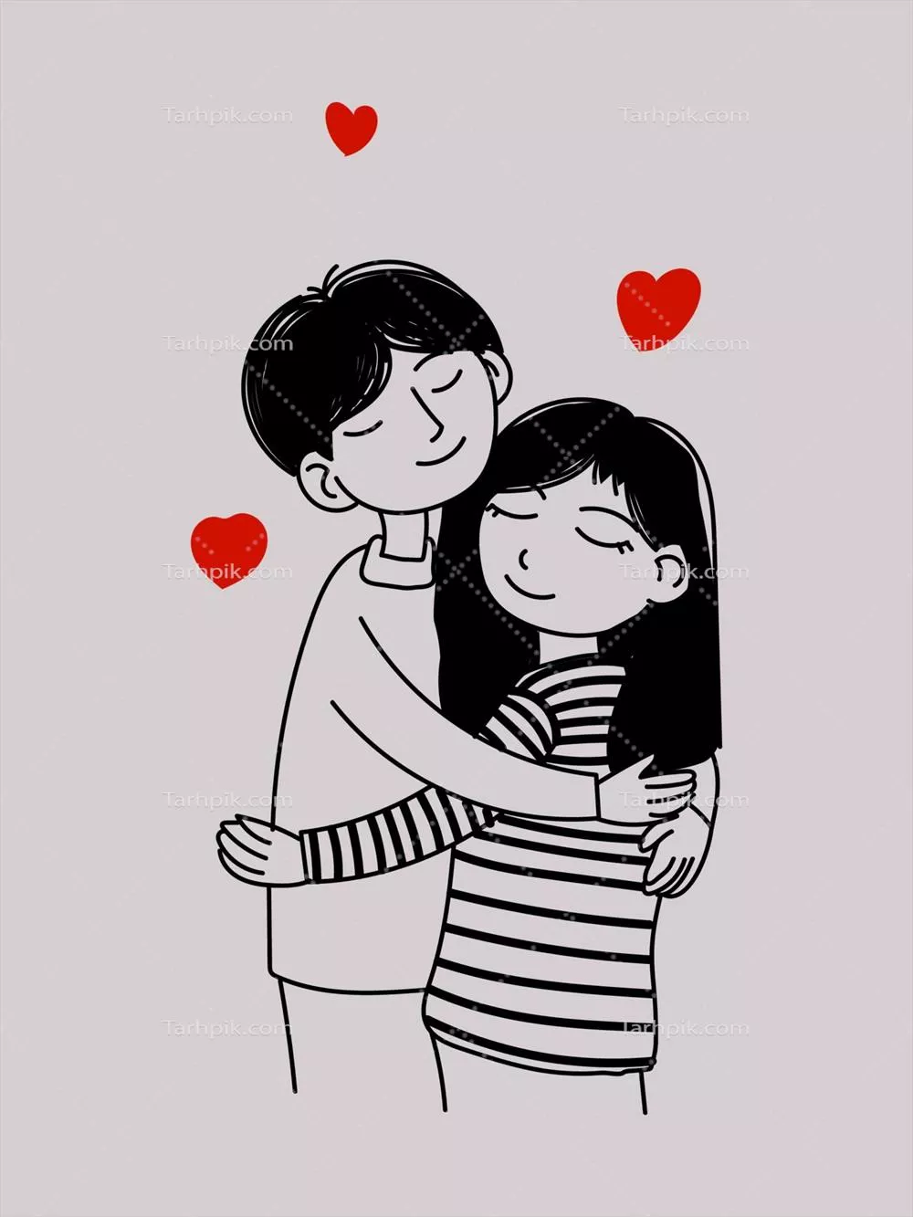 وکتور آیکون شخصیت مرد و زن در حال عاشق شدن با طراحی دستی