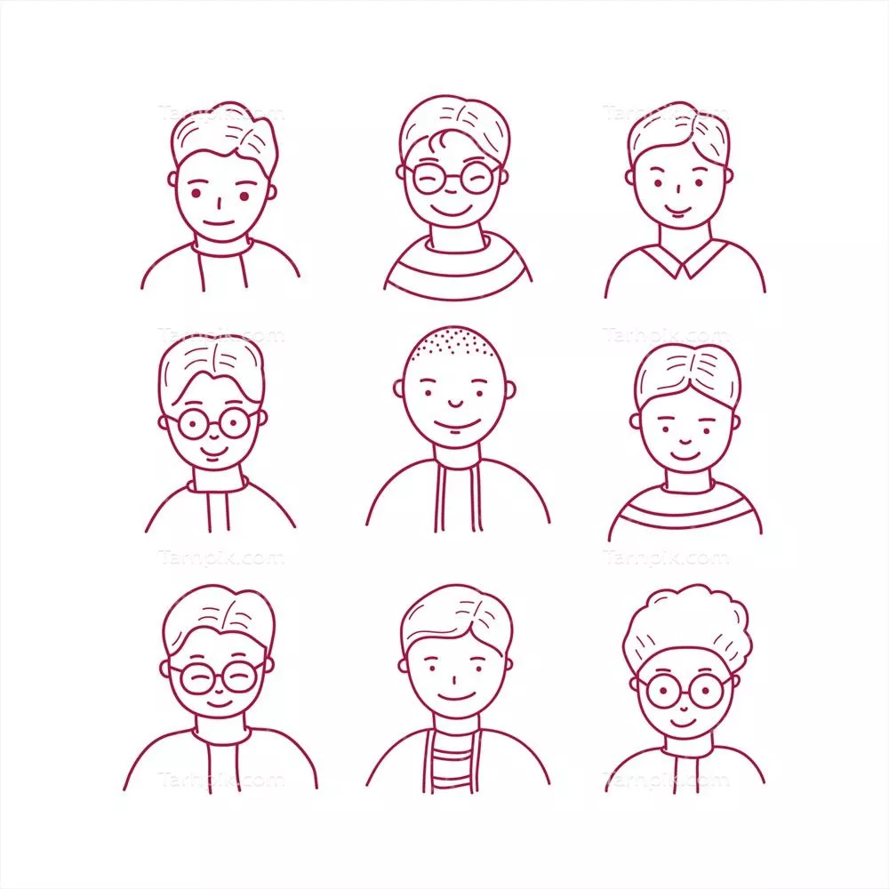 تصویر برداری خطی از مردان: آواتارهای وکتور و هنر دیجیتال