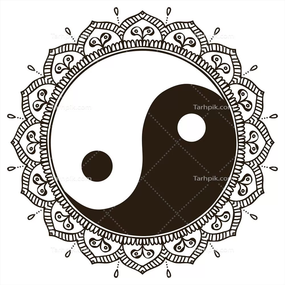 وکتور الگوهای تزیینی وینتج،ماندالا و نماد یین-یانگ به صورت گرد