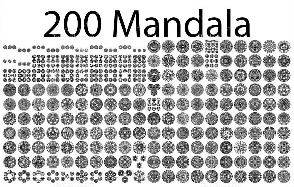 وکتور مجموعه طرح های تاتو ماندالا با طراحی هنری و تزئینی گلدار و قومی