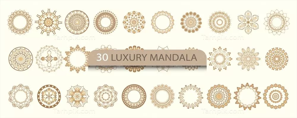 عناصر طراحی وکتور ماندالا: زینتهای گرد طلایی و بینظیر