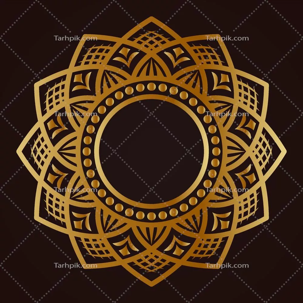 وکتور طرح دایرهای طلایی هندسی ماندالا - تزیینات و الگوهای شگفتانگیز