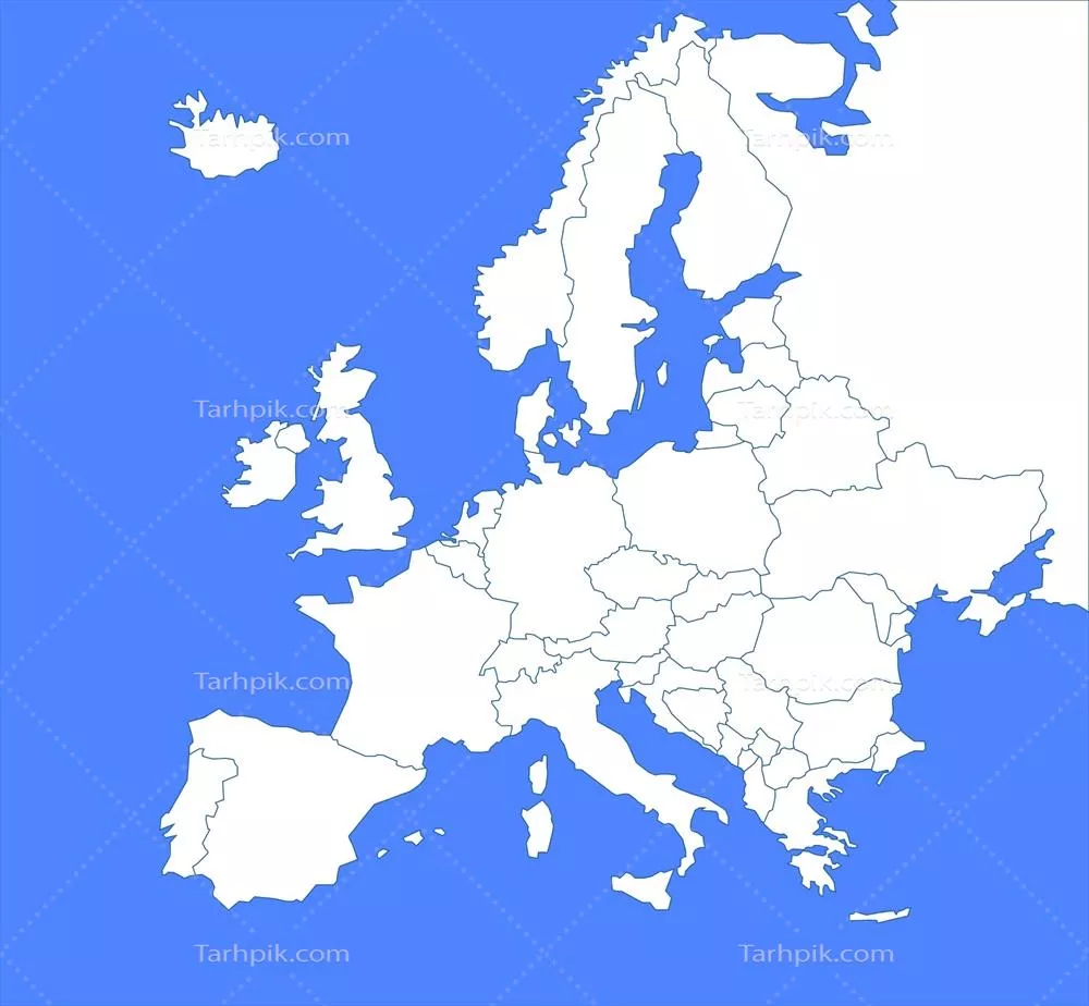 نقشه رنگی مسطح اروپا به سبک وکتور برای طراحی های گرافیکی