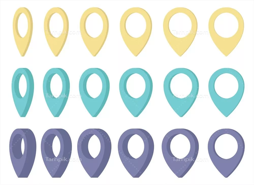مجموعه آیکونهای پین لوکیشن به صورت وکتور برای نقشهها