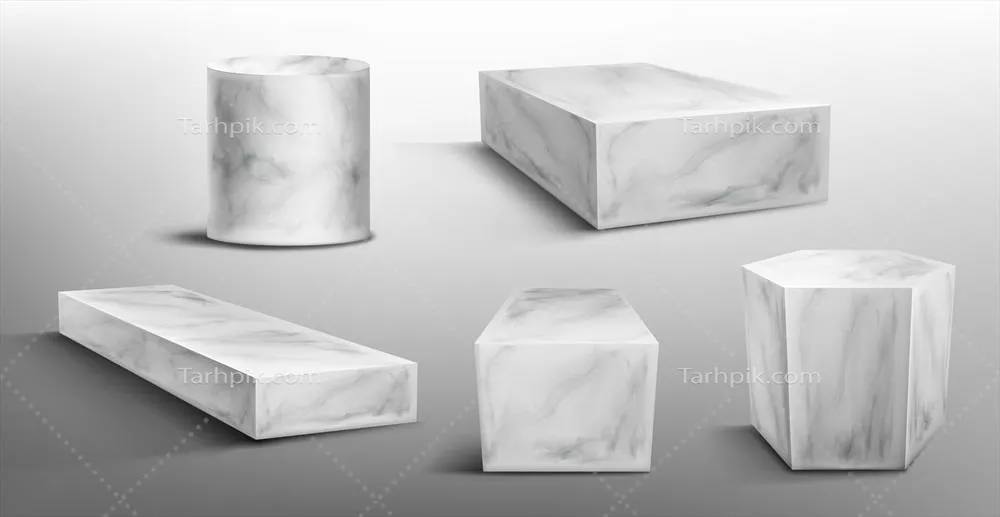 وکتور پایههای مرمری انتزاعی و هندسی برای نمایش در موزه خالی