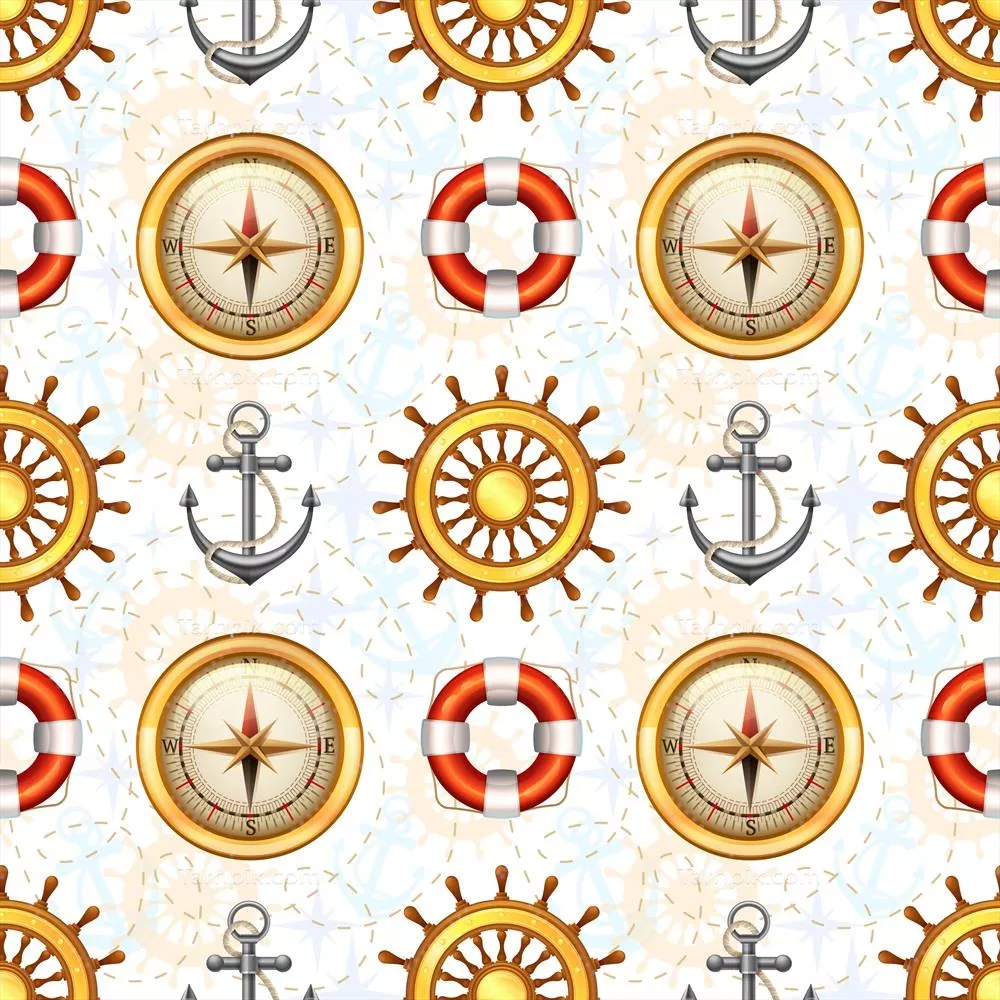 وکتور الگوی بدون درز دریایی با طراحی زیبا و انگیزشی برای چاپ و رنگ آمیزی